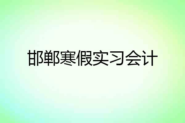 邯郸寒假实习会计