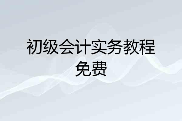 初级会计实务教程免费