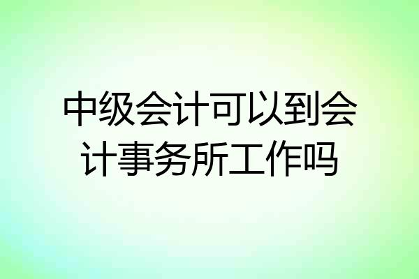 中级会计可以到会计事务所工作吗
