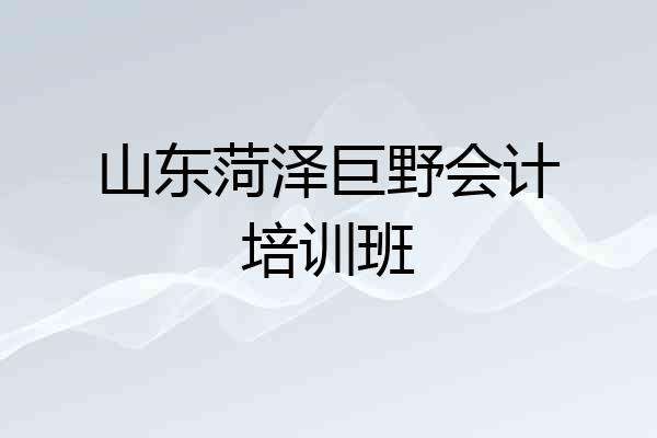 山东菏泽巨野会计培训班