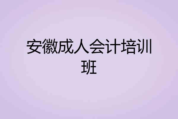 安徽成人会计培训班