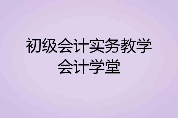 初级会计实务教学会计学堂