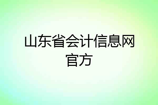 山东省会计信息网官方