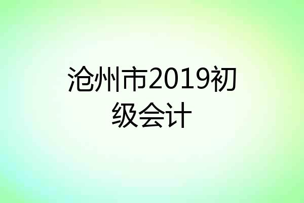 沧州市2019初级会计