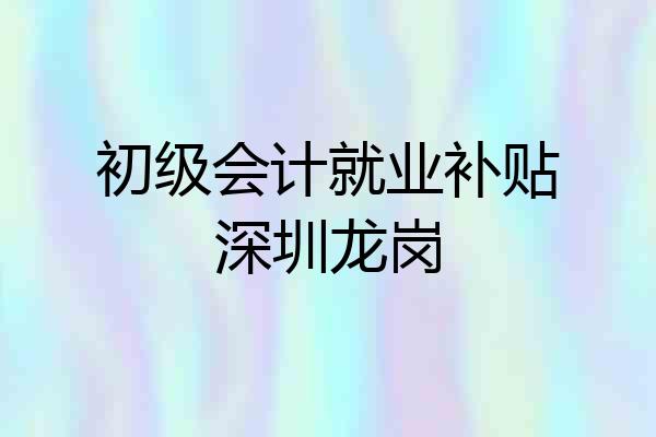 初级会计就业补贴深圳龙岗