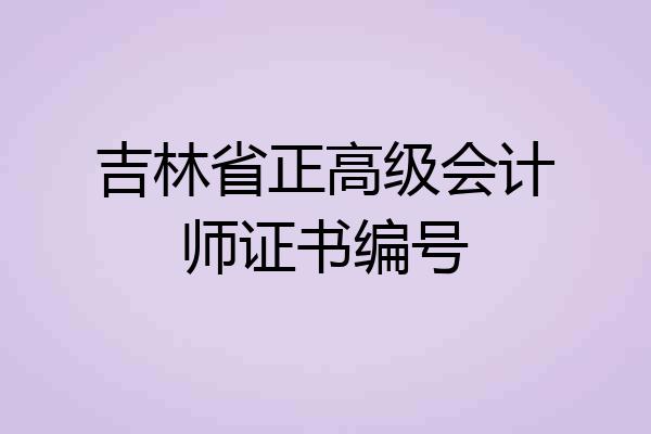 吉林省正高级会计师证书编号