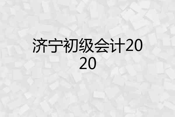 济宁初级会计2020