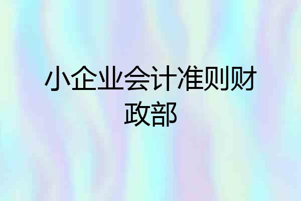 小企业会计准则财政部
