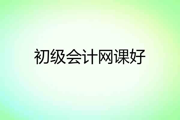 初级会计网课好