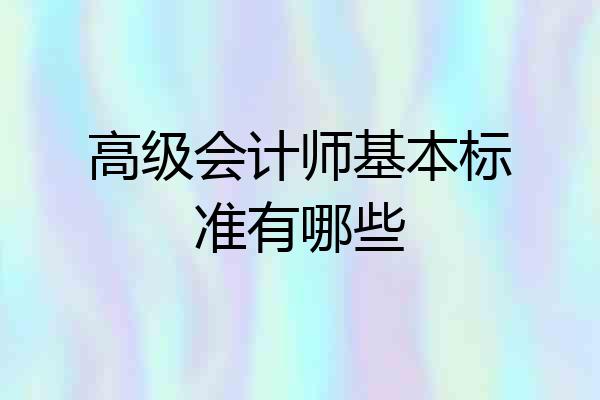 高级会计师基本标准有哪些