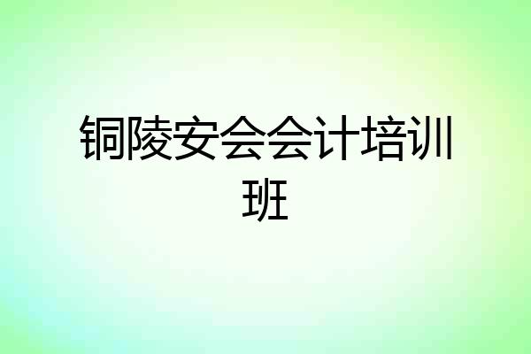 铜陵安会会计培训班