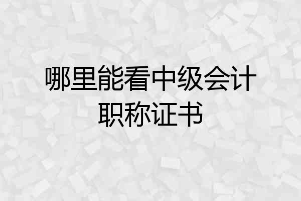 哪里能看中级会计职称证书