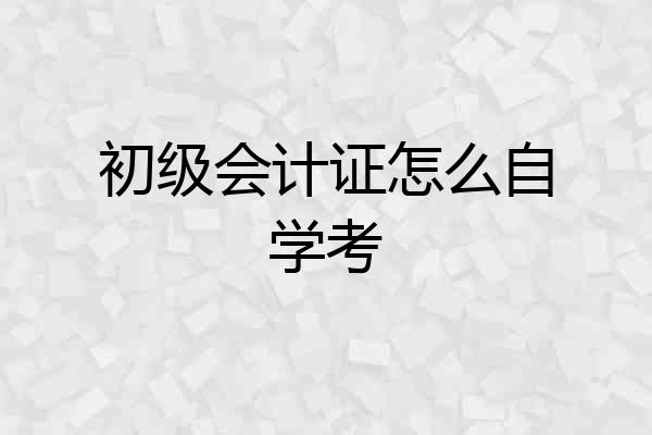 初级会计证怎么自学考