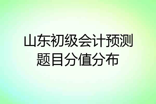 山东初级会计预测题目分值分布