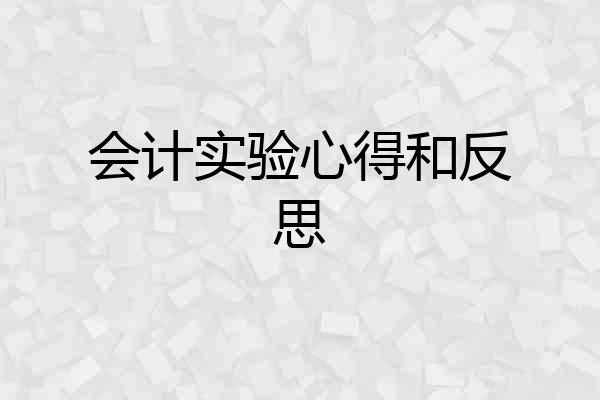 会计实验心得和反思