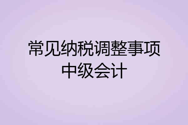 常见纳税调整事项中级会计