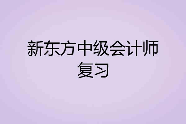 新东方中级会计师复习