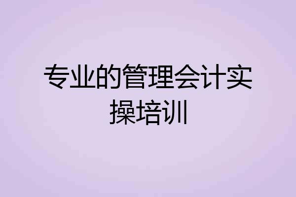 专业的管理会计实操培训