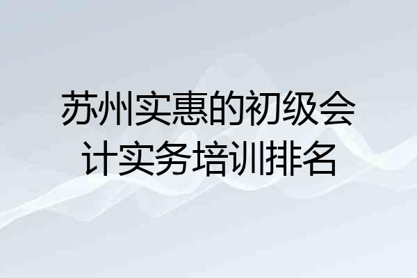 苏州实惠的初级会计实务培训排名