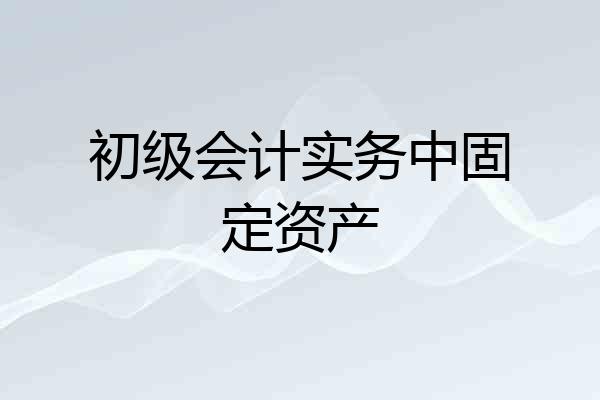 初级会计实务中固定资产