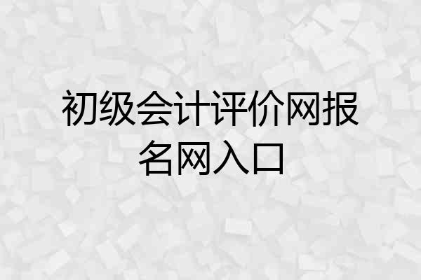 初级会计评价网报名网入口