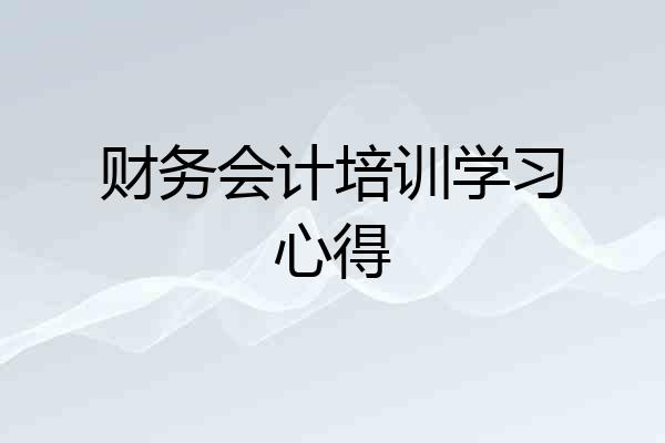 财务会计培训学习心得
