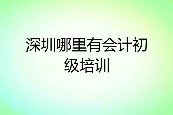 深圳哪里有会计初级培训