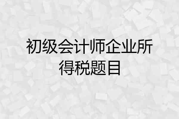 初级会计师企业所得税题目