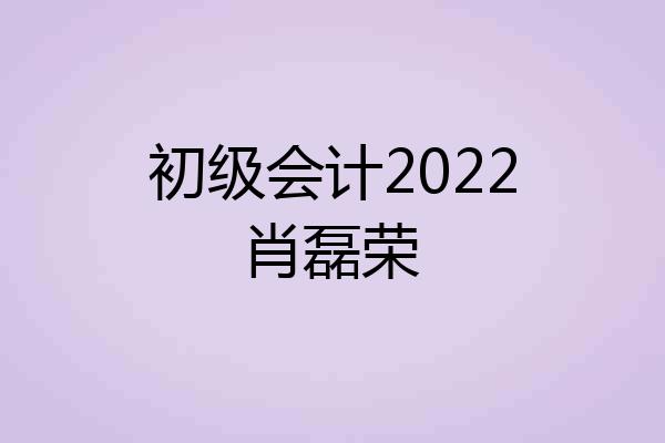初级会计2022肖磊荣