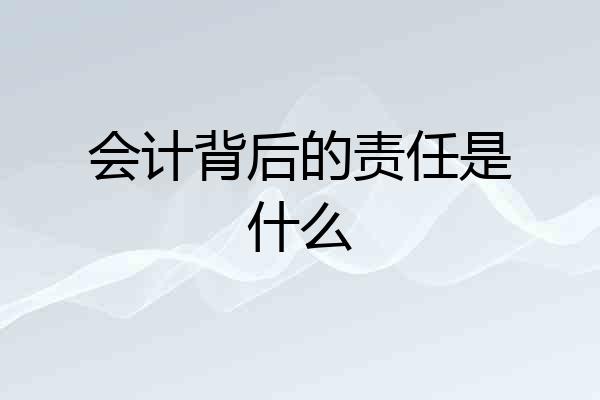 会计背后的责任是什么