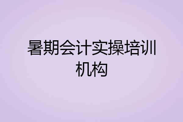暑期会计实操培训机构