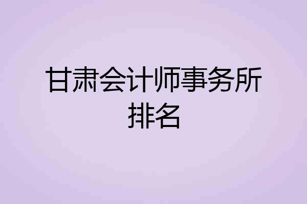 甘肃会计师事务所排名