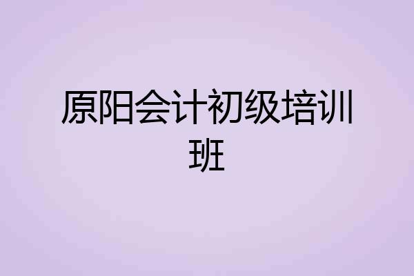 原阳会计初级培训班