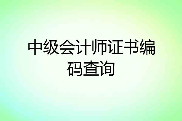 中级会计师证书编码查询