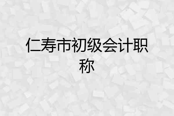 仁寿市初级会计职称