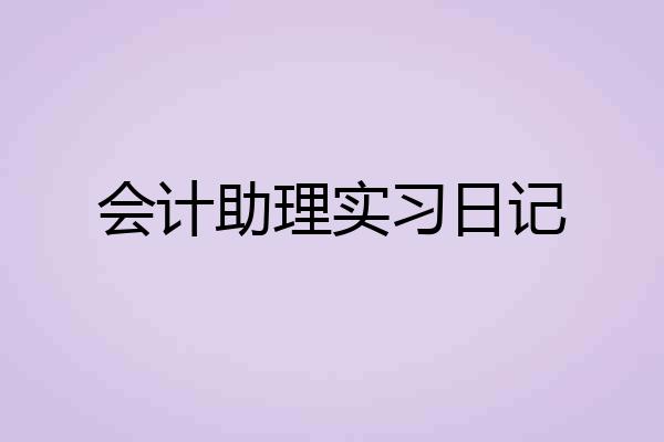 会计助理实习日记