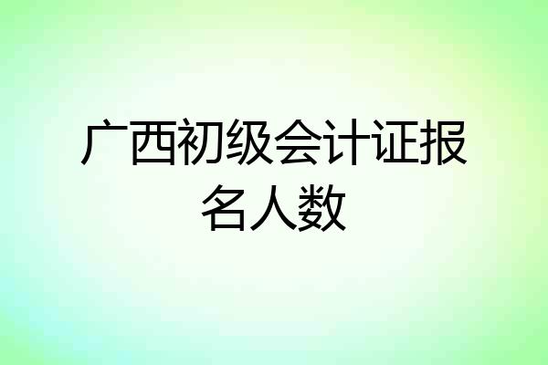 广西初级会计证报名人数