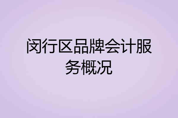 闵行区品牌会计服务概况