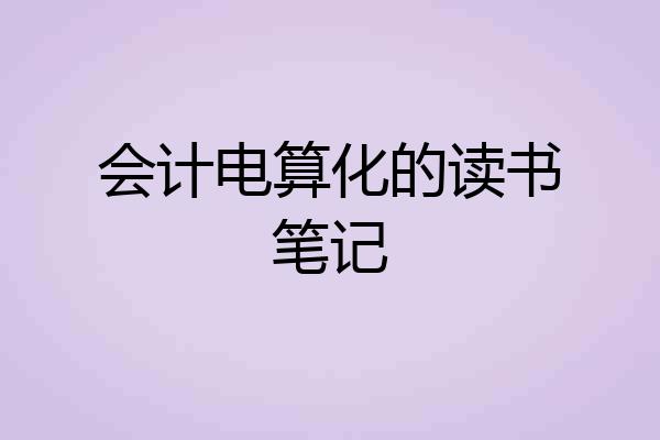 会计电算化的读书笔记