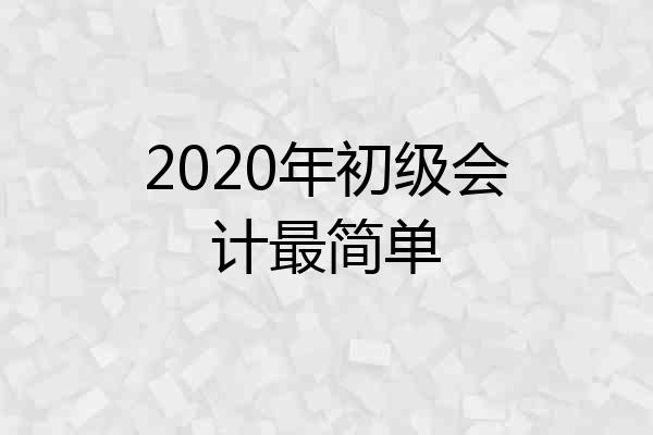 2020年初级会计最简单