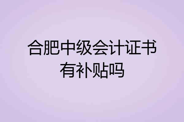 合肥中级会计证书有补贴吗