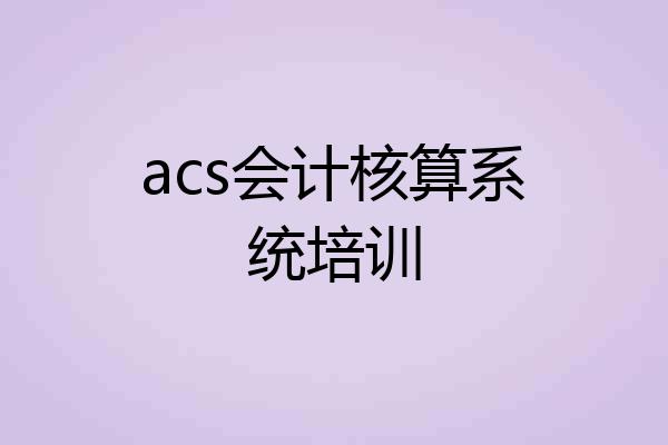 acs会计核算系统培训