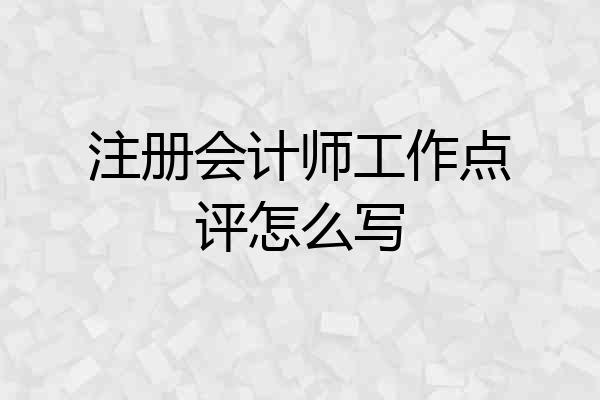 注册会计师工作点评怎么写