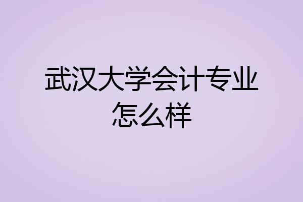 武汉大学会计专业怎么样