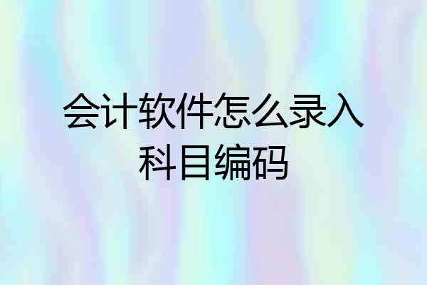 会计软件怎么录入科目编码