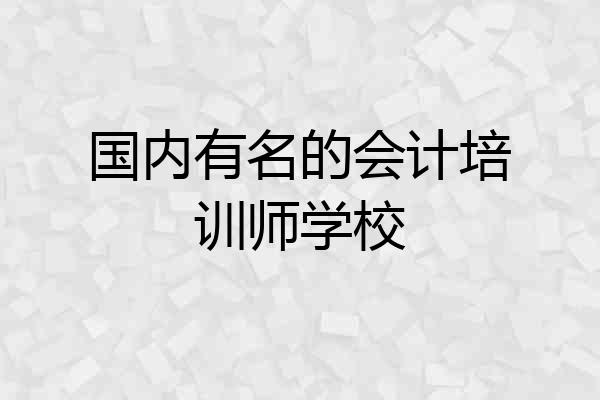 国内有名的会计培训师学校
