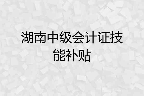 湖南中级会计证技能补贴