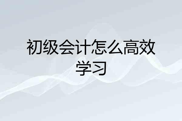 初级会计怎么高效学习