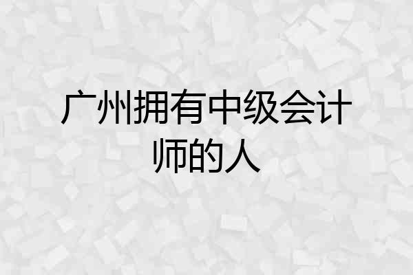 广州拥有中级会计师的人