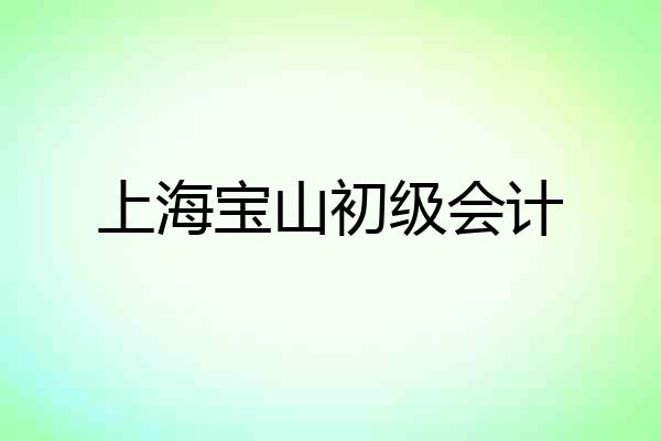 上海宝山初级会计
